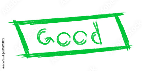 Grunge good mood label design with border frame in vector illustration