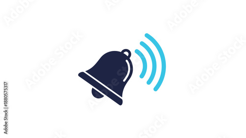 Blue notification bell icon with radiating sound waves used to symbolize alerts and reminders in mobile applications and digital interfaces.