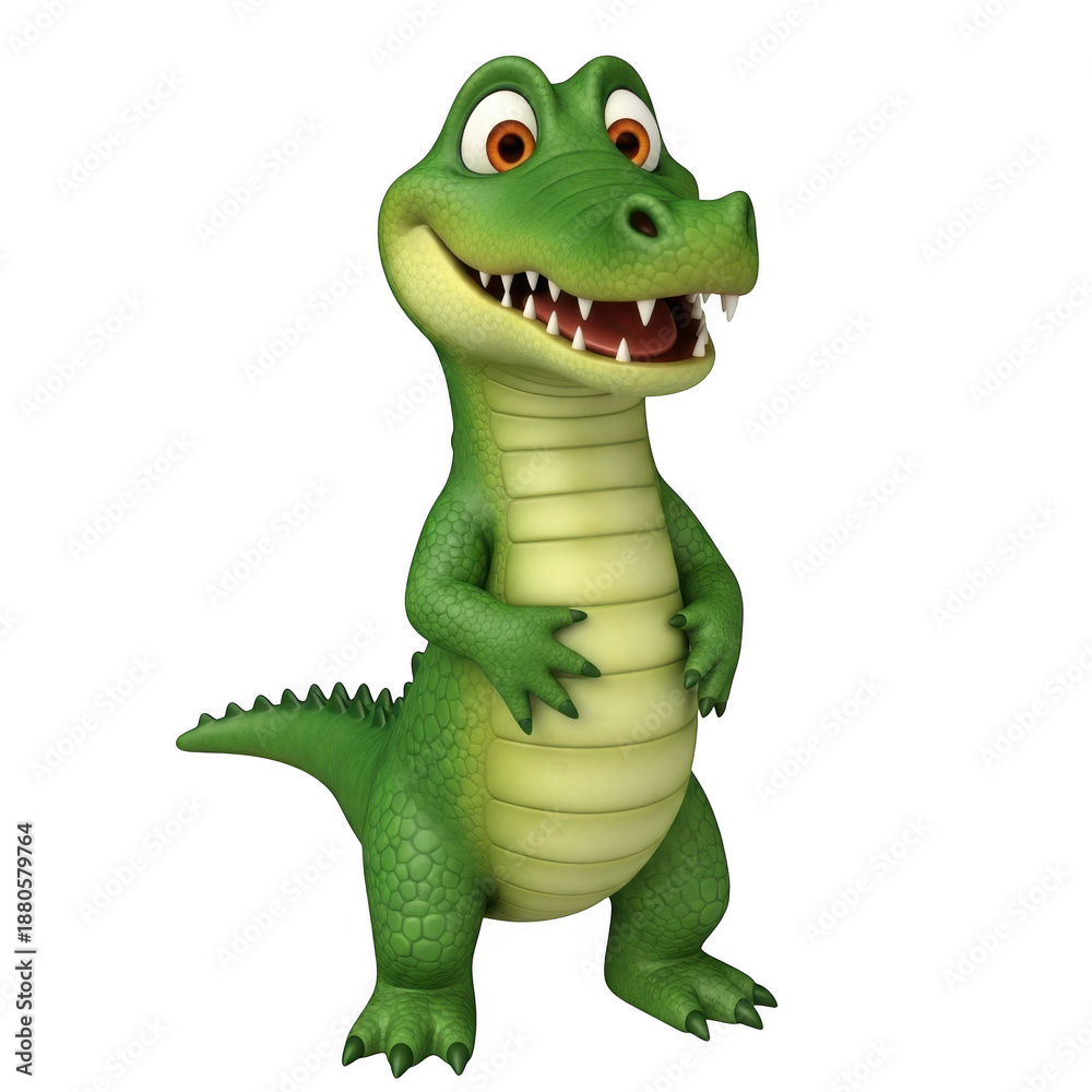 Obraz premium 3d rendered friendly cartoon crocodile