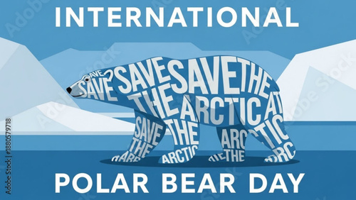 International polar bear day poster with save the arctic text