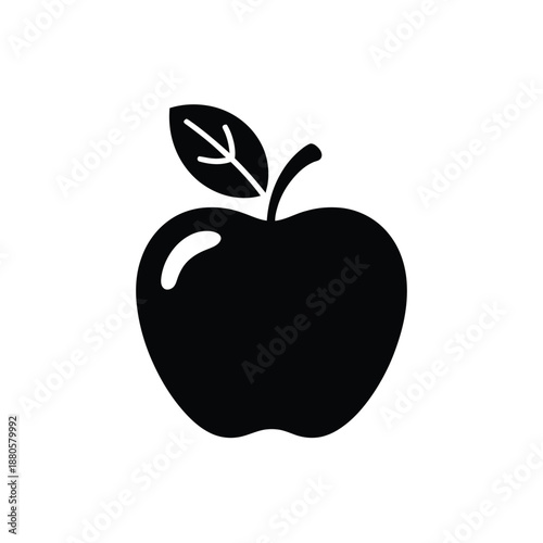 black apple icon with leaf on top
