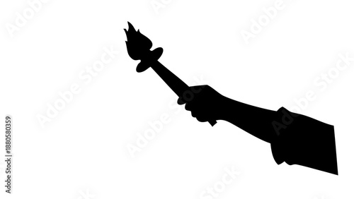 Black Silhouette Vector of Statue of Liberty Arm Holding Torch Isolated on White Background