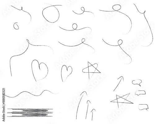 A collection of abstract line drawings and shapes