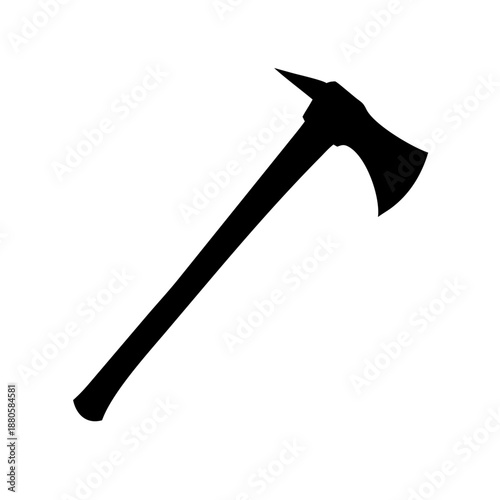 Black Axe Silhouette Vector Icon for Woodworking and Survival Gear Design Isolated on White Background