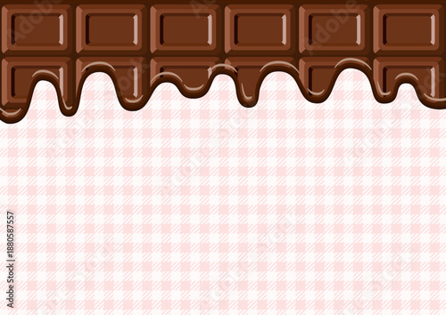 バレンタインの背景、チョコレートとピンクのギンガムチェックのパターン