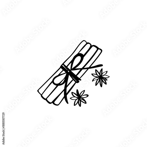 Cinnamon hand drawn illustration. Cinnamon vector doodle icon
