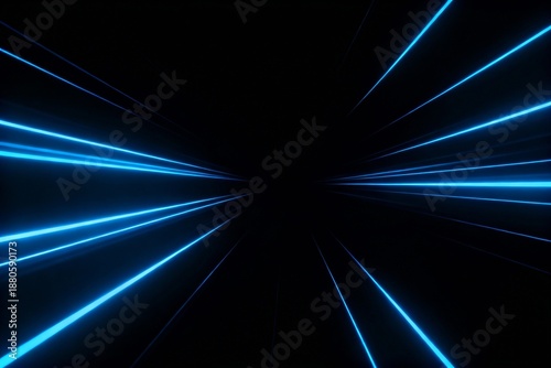 Abstract blue light beams in dark space