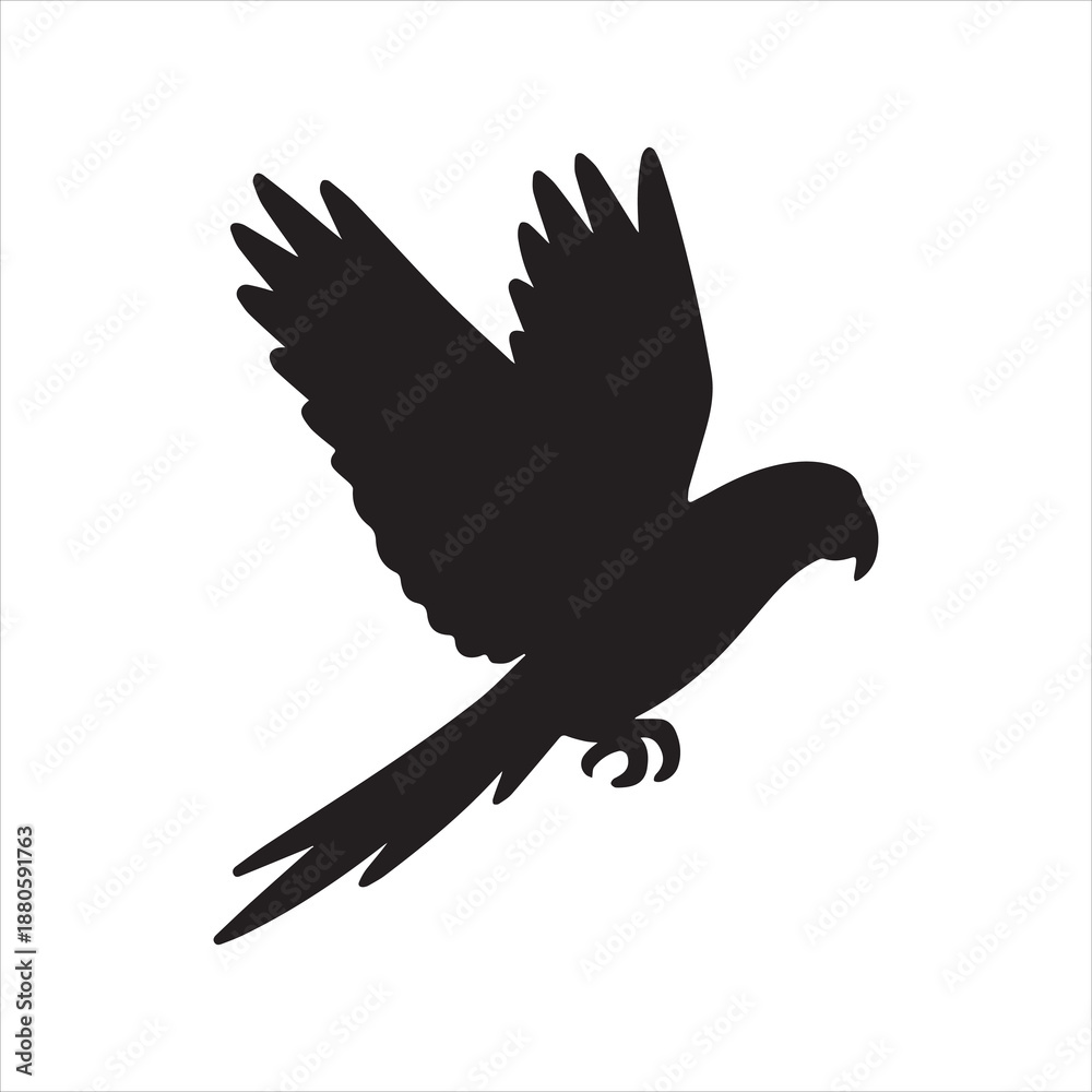 Obraz premium Silhouette macaw parrot flying bird simple vector illustration