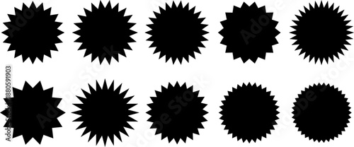 Price sticker, sale sticker, price tag, starburst, quality mark, retro stars, sale. Circle sticker set. red starburst shape tags for price tags.