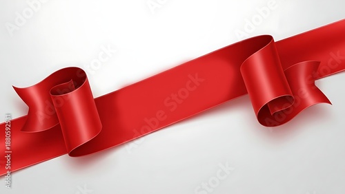 Beautiful red ribbon on white background