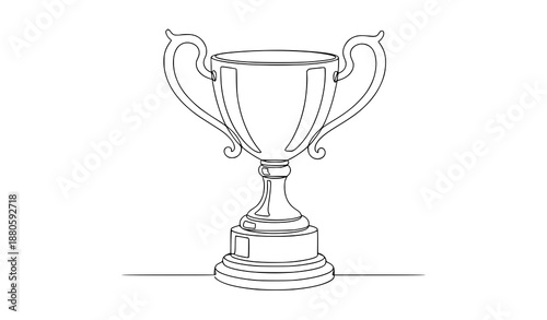 One line winner trophy cup vector illustration achievement concept
