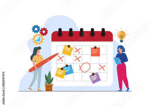 Project Management Planning and Calendar Stock Illustration