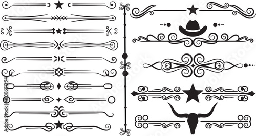 dividers old western line vector set eps
