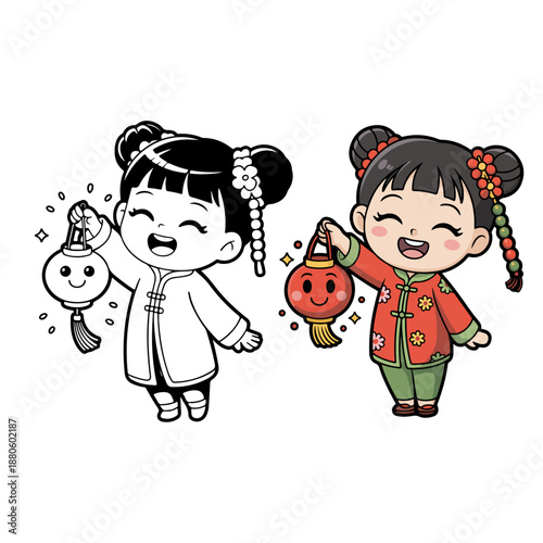 Girls celebrating chinese new year