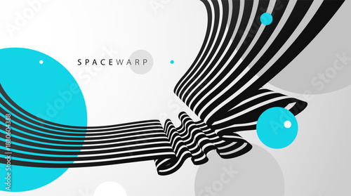 3D perspective lines and circles vector abstract background, curve stripes ribbon bent wallpaper, road journey concept, dynamic wallpaper.