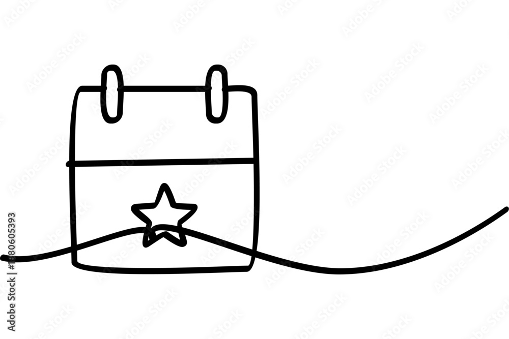 Fototapeta premium Continuous line design illustration of a favorite calendar icon. Attractive abstract line art design.