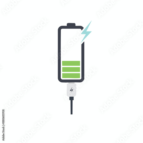 Mobile Phone Charging with Lightning Bolt Symbol