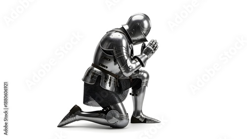 Knight in Full Armor Kneeling in Prayer