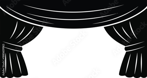 Theater curtain illustration with tassels and drapery