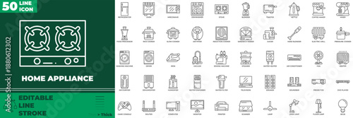 Home Appliance Line Editable Icons set
