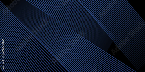 Modern dark blue banner background with geometric diagonal overlay and glowing lines eps 10