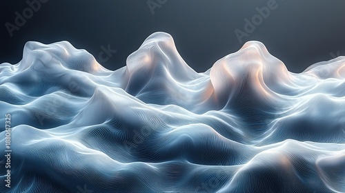 Minimalist abstract blue wavy background with elegant lines, soft lighting in white and dark gray for banner and digital design
