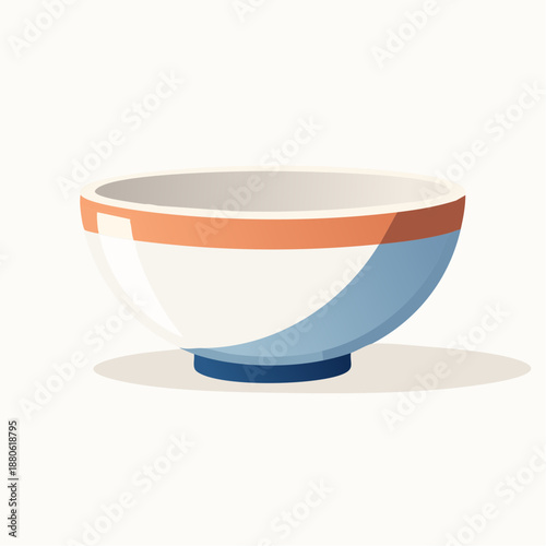 White Ceramic Bowl with Blue Handle.
