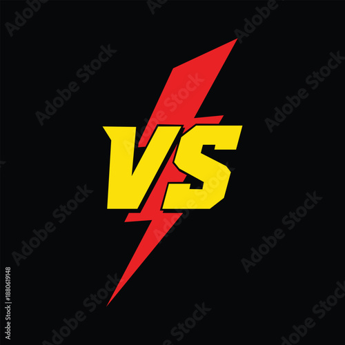Striking 'vs' logo in yellow and red, symbolizing competition or confrontation