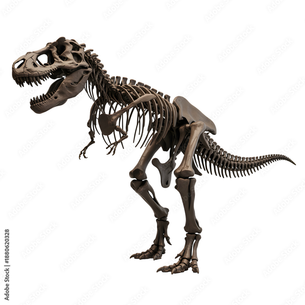 Fototapeta premium a t rex skeleton on a black background