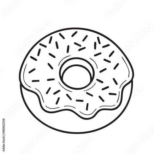 Simple black outline of a glazed doughnut for bakery menu and signage design
