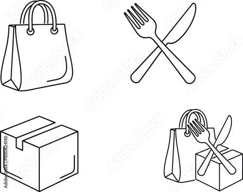 Food delivery and takeout icons