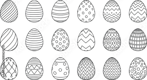 Collection of 16 uniquely decorated easter eggs with various patterns