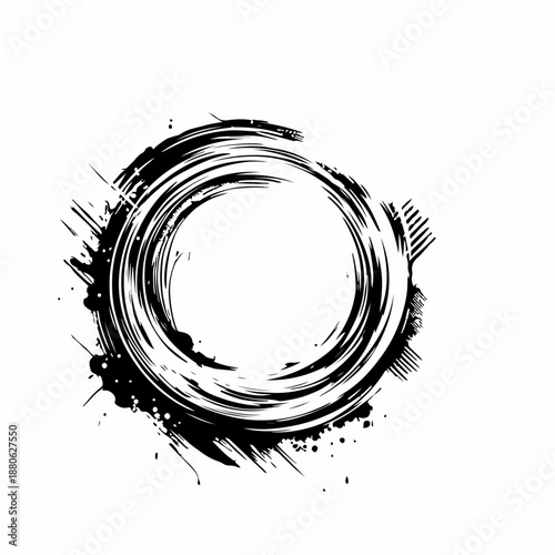 Hand Drawn Grunge Circular Frames and Round Ink Brush Border