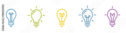 Set of idea sign icon. Bulb icon collection vector lightbulb creativity concept outline modern design isolated on transparent background