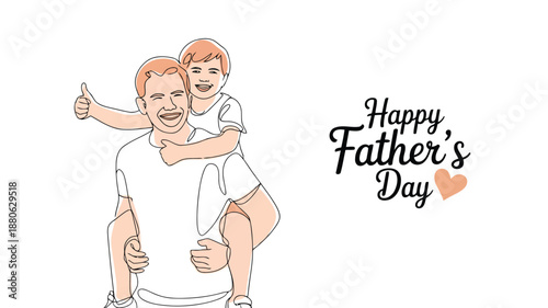 Joyful father giving his happy child a piggyback ride on a warm Fathers Day