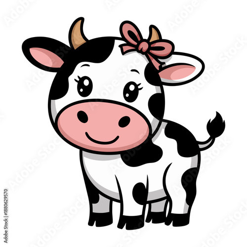nursery clipart, a cute baby cow character with a
ribbon on its head