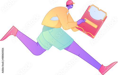 Vector flat gradient illustration of a character holding a red envelope and celebrating Chinese New Year.
