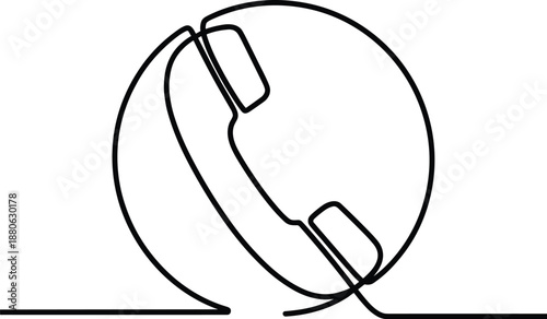 Black and white line of a telephone receiver on a base