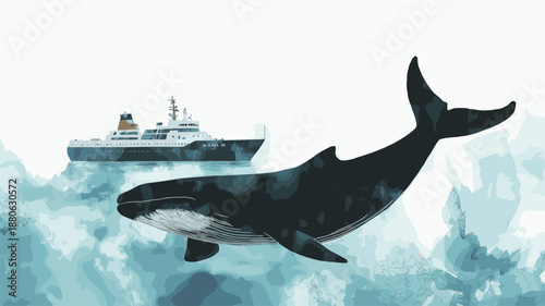 Puerto Madryn. Puerto Madryn hand drawn watercolor illustration