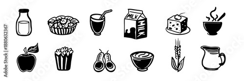 Vector set of icons with food and drinks