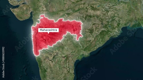Maharashtra India Map Animation Highlighting Mumbai Financial Hub and Industrial Corridor for Global Supply Chain Investment Trends