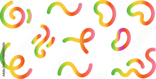 Colorful ribbon shapes vector abstract illustration featuring flowing gradient ribbons festive playful decorative composition