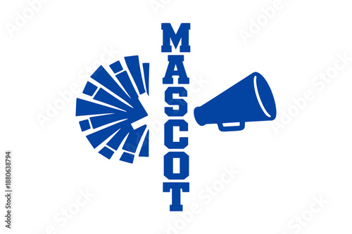 Mascot Cheer Megaphone Icon Blue Vector