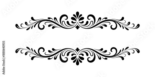 Elegant Black and White Floral Border Design Elements