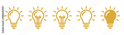 Electric light bulb icon set vector illustration isolated on transparent background