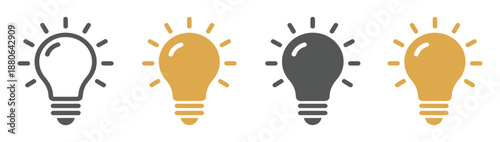 Electric light bulb icon set vector illustration isolated on transparent background