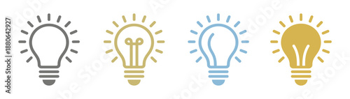 Electric light bulb icon set vector illustration isolated on transparent background