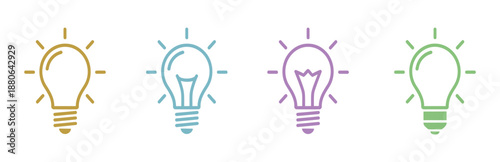 Electric light bulb icon set vector illustration isolated on transparent background