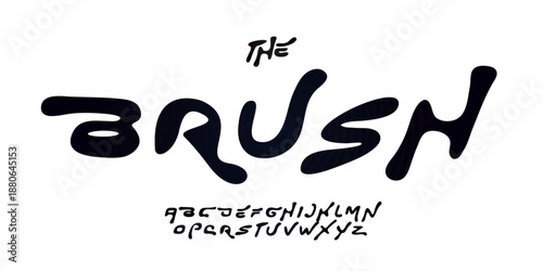Brush Font Logo Alphabet Liquid Fluid Letter Set Modern Typography, Creative Rounded Melted Typographic Design for Curvy Urban Poster Headline, Y2K Playful Logotype, Organic Fonts. Vector Typeface