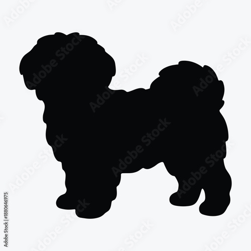 Minimalist Silhouette of a Shaggy Small Breed Dog Standing